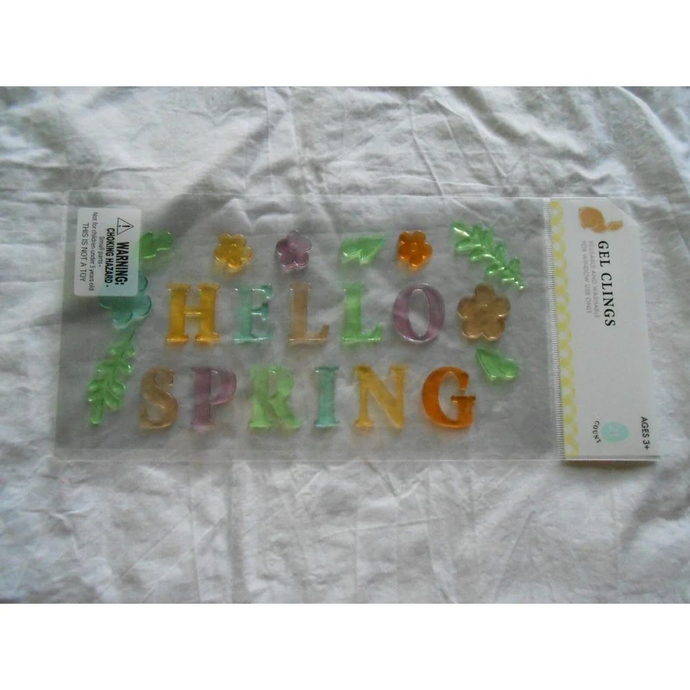 NEW HELLO SPRING Flowers‎ CUTE Window Gel Clings Stickers Decorations 21 count